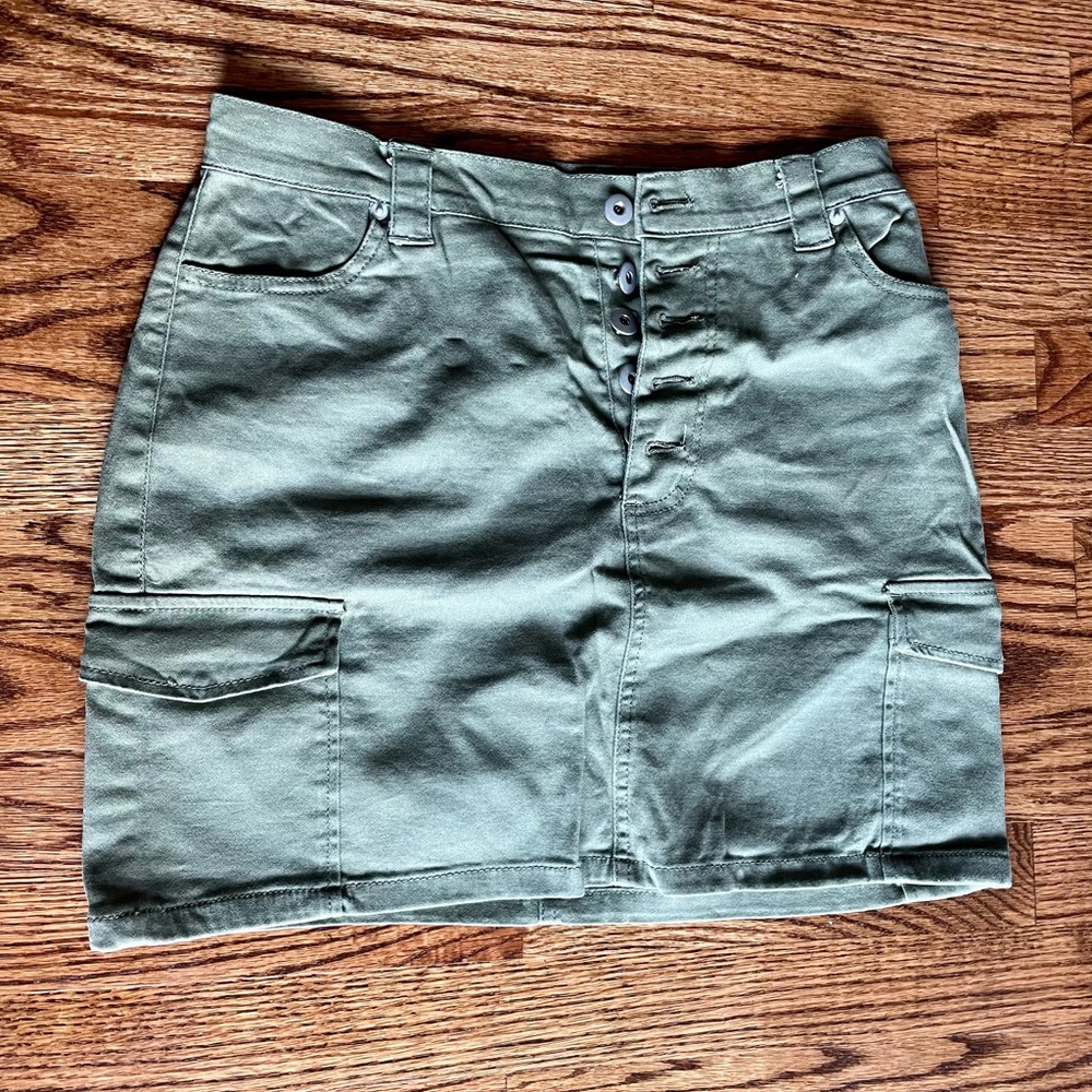 Love Tree Denim Army Green Skirt